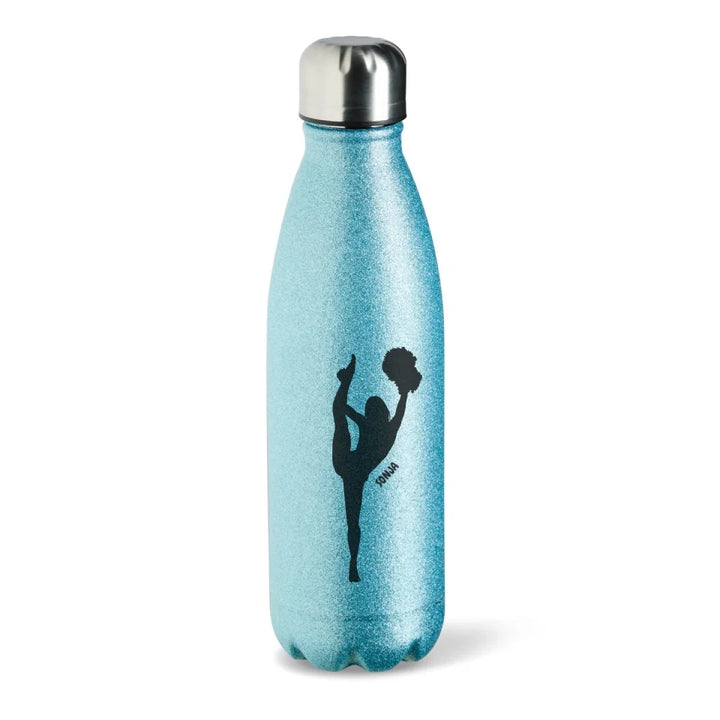 Cheerleader Glitzer Edelstahl Trinkflasche Eisblau