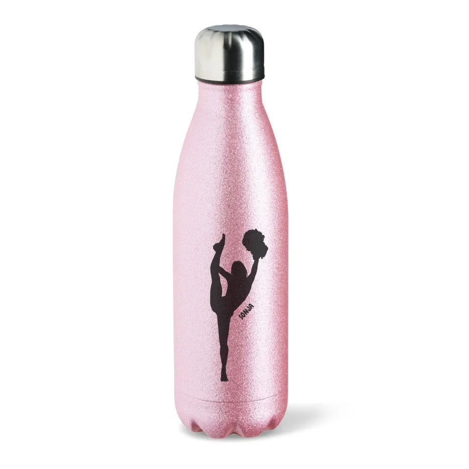 Cheerleader Glitzer Edelstahl Trinkflasche Pink