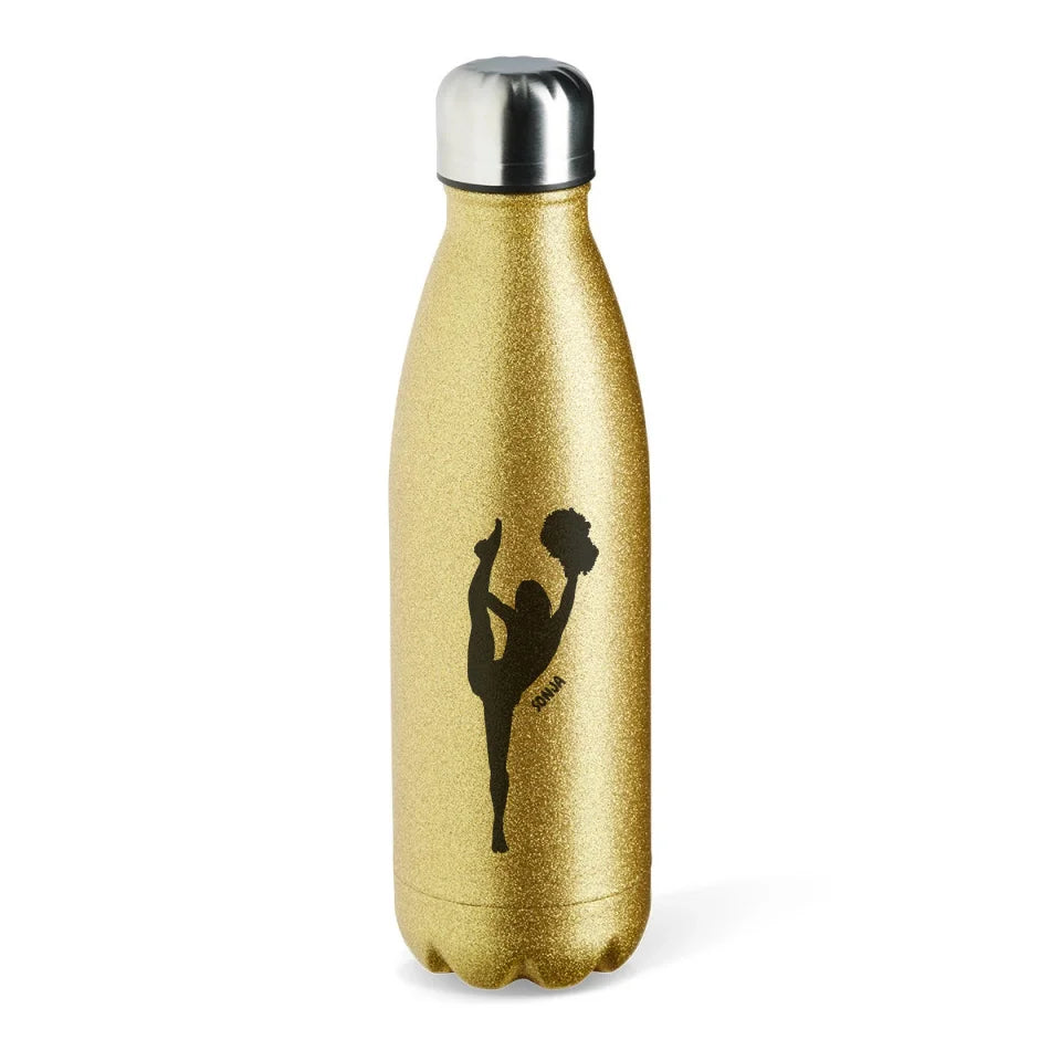 Cheerleader Glitzer Edelstahl Trinkflasche Gold