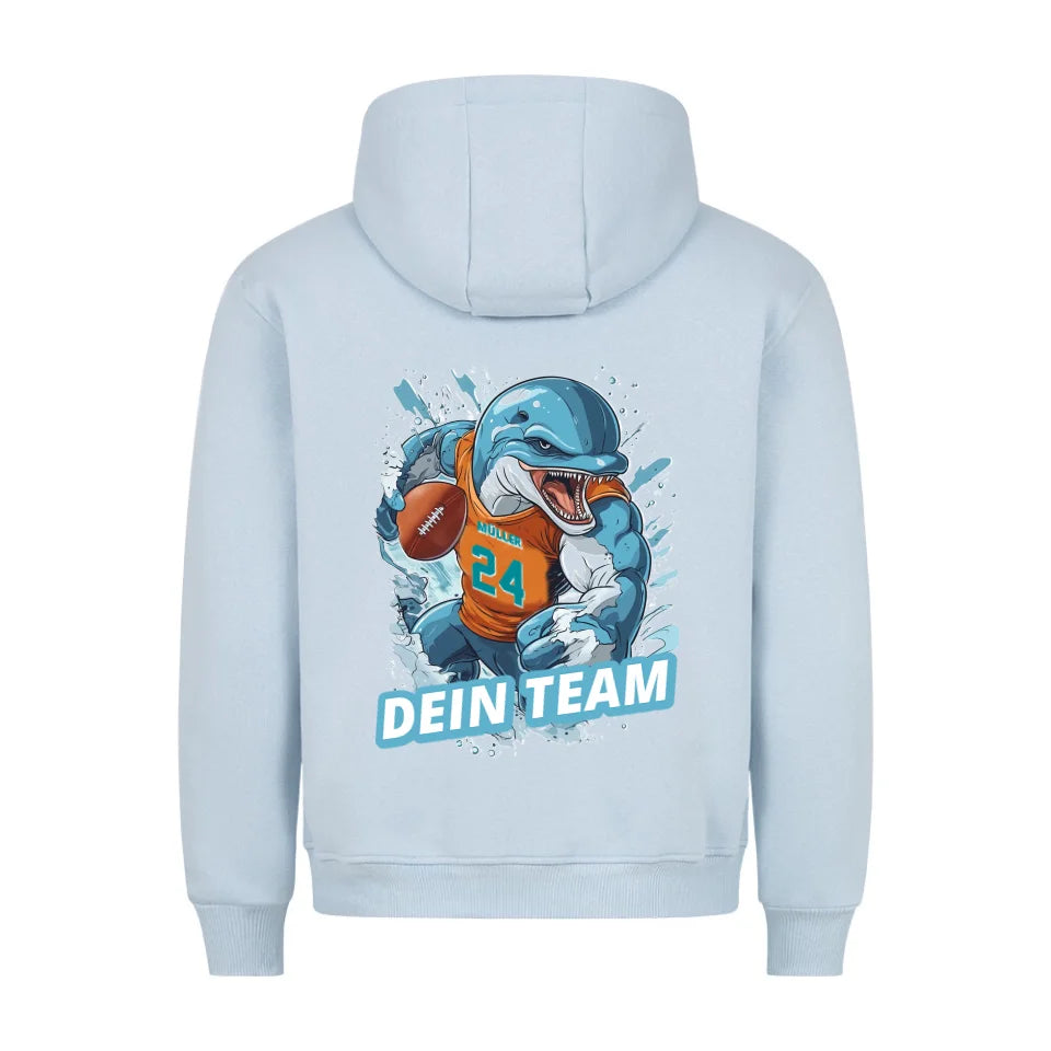 Personalisierbarer NFL / GFL Football Hoodie Miami Dolphins Babyblau