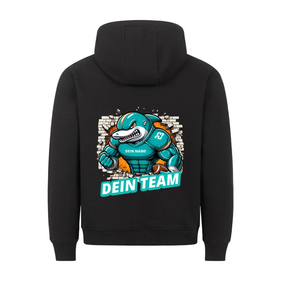 Personalisierbarer NFL / GFL Football Hoodie Dolphins Schwarz