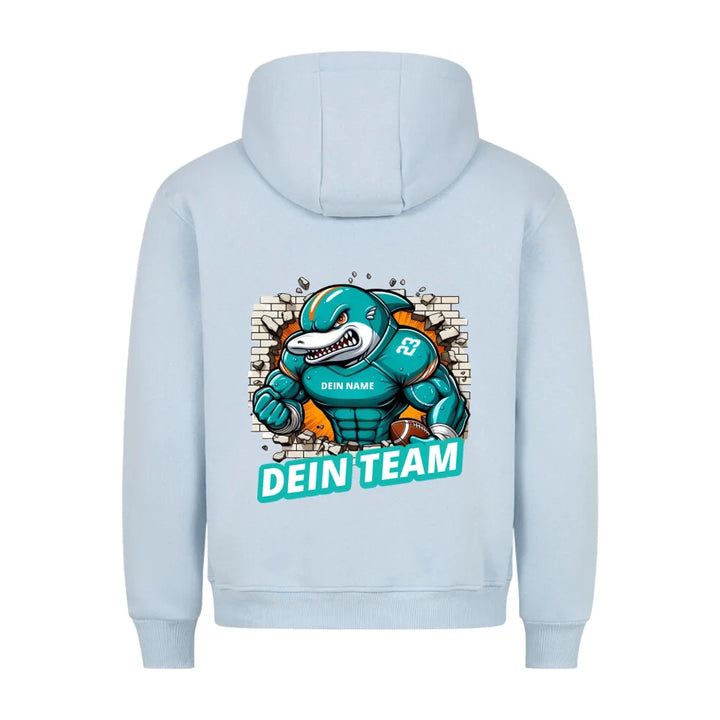 Personalisierbarer NFL / GFL Football Hoodie Dolphins Babyblau