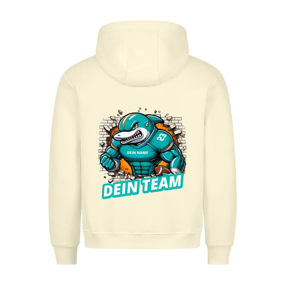 Personalisierbarer NFL / GFL Football Hoodie Dolphins Beige