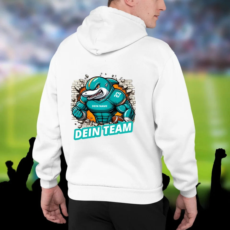 Personalisierbarer NFL / GFL Football Hoodie Dolphins Weiß