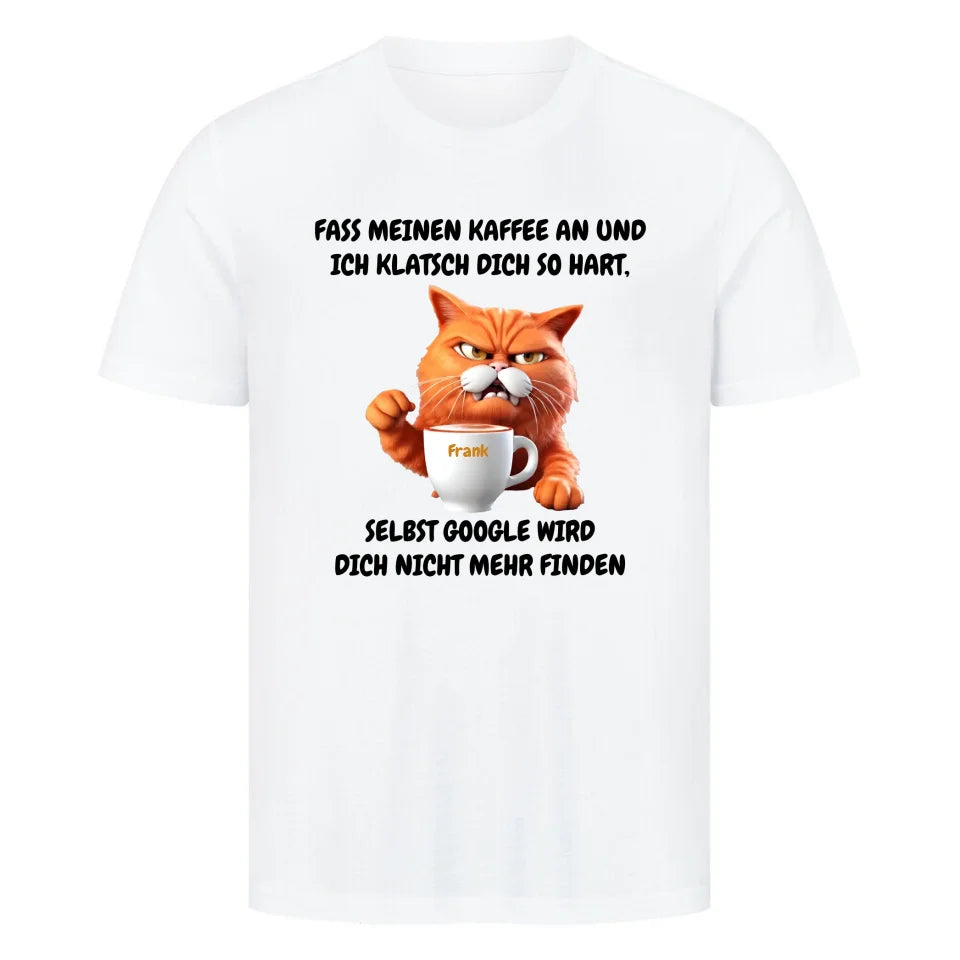 Lustiges Sprüche T-Shirt "Katze und Kaffee" mit Humor Weiß