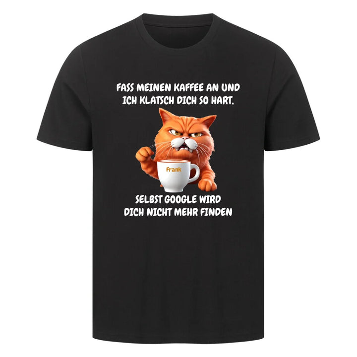 Lustiges Sprüche T-Shirt "Katze und Kaffee" mit Humor Schwarz