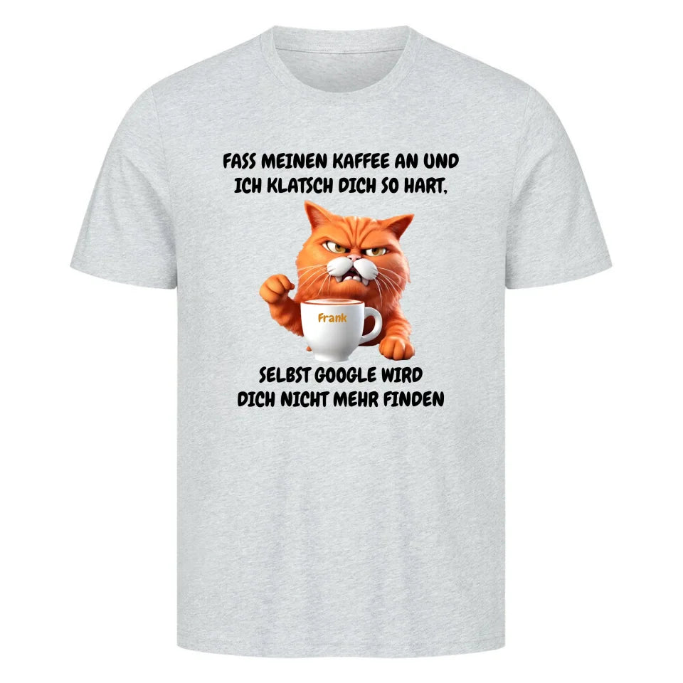 Lustiges Sprüche T-Shirt "Katze und Kaffee" mit Humor Grau