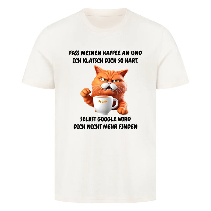 Lustiges Sprüche T-Shirt "Katze und Kaffee" mit Humor Beige