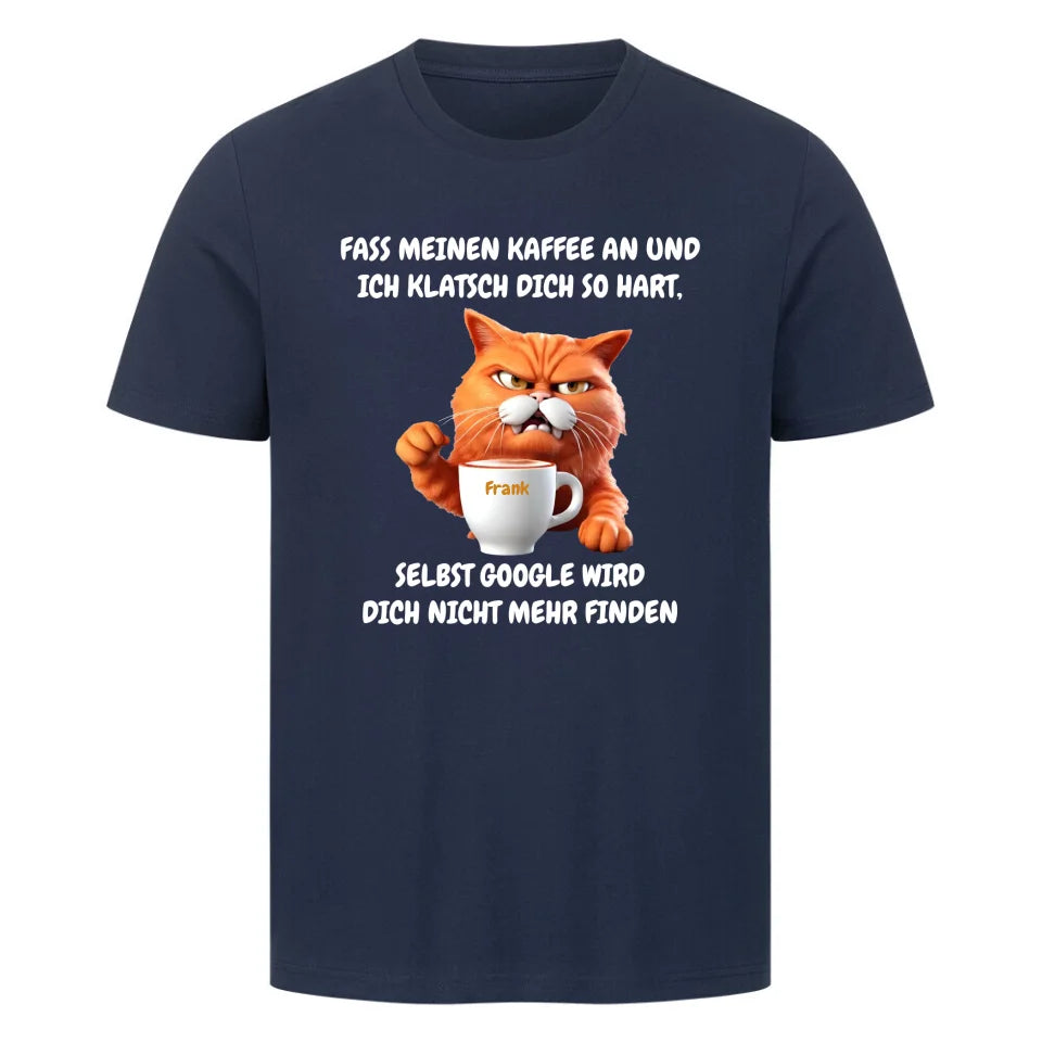 Lustiges Sprüche T-Shirt "Katze und Kaffee" mit Humor Navy Blue