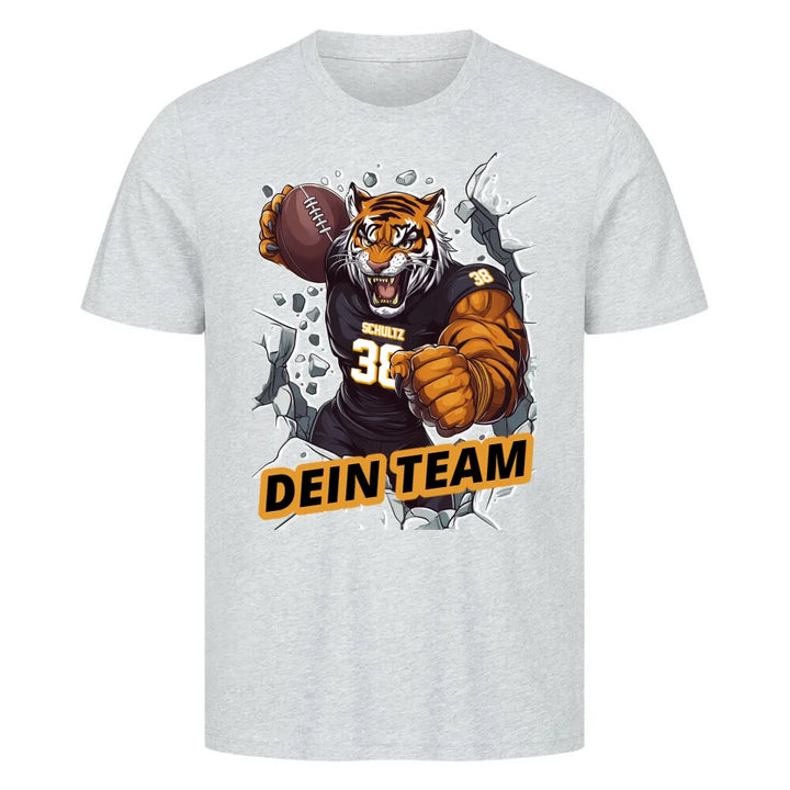 Personalisierbares Football T-Shirt Tiger Grau