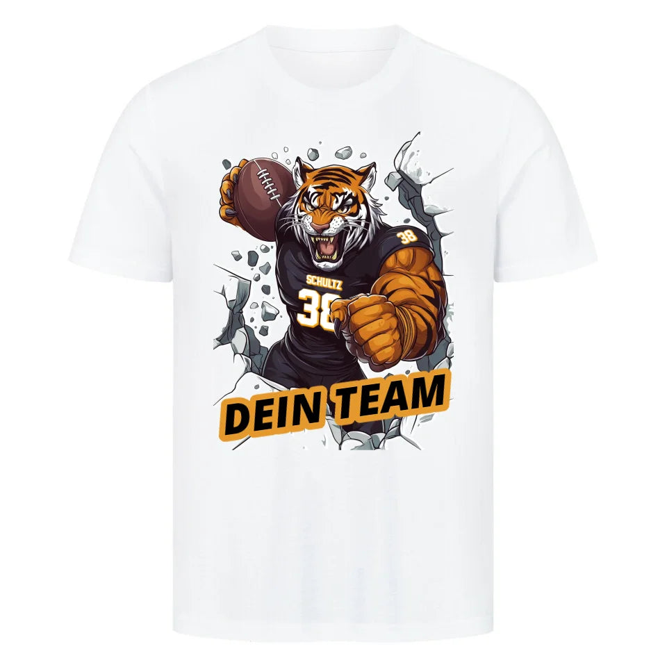 Personalisierbares Football T-Shirt Tiger Weiß