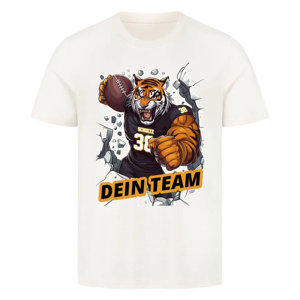 Personalisierbares Football T-Shirt Tiger Cremefarbe