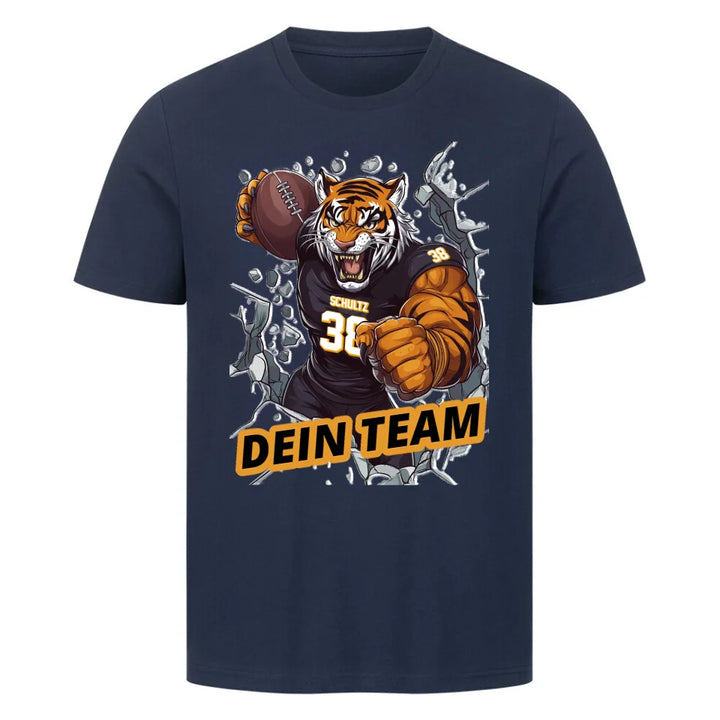 Personalisierbares Football T-Shirt Tiger Navy Blau