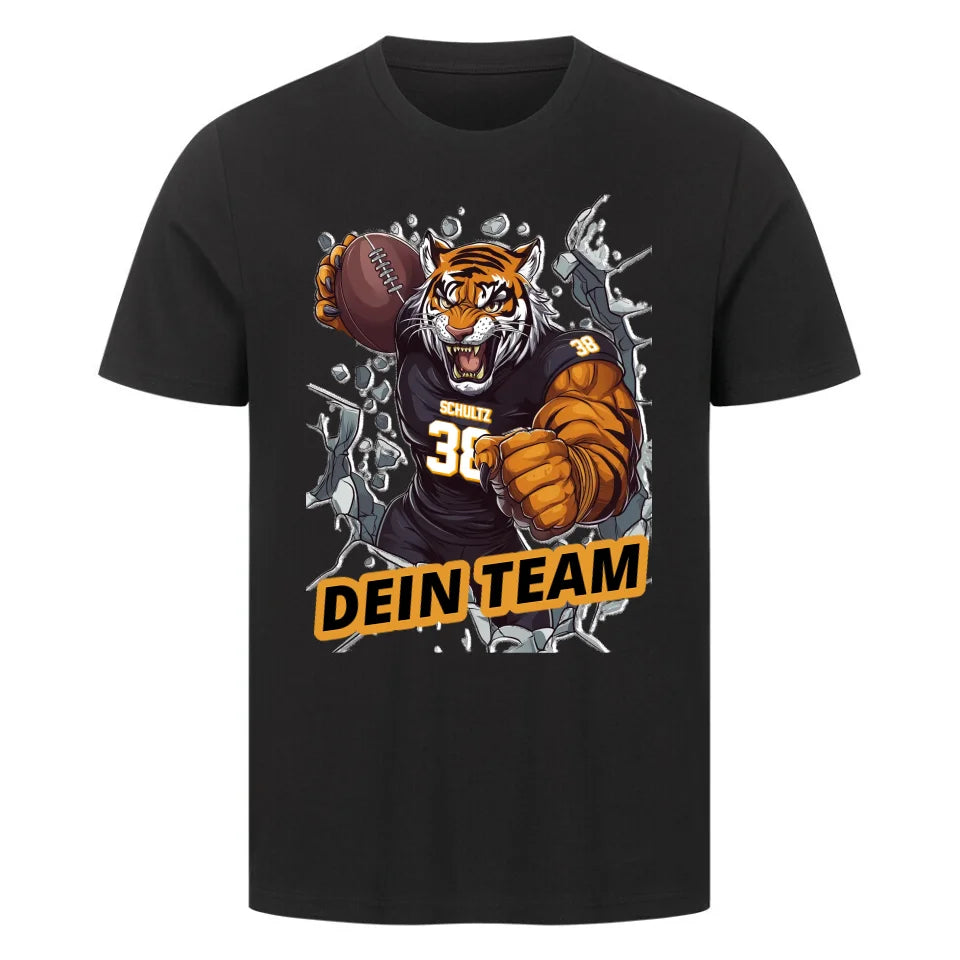 Personalisierbares Football T-Shirt Tiger Schwarz