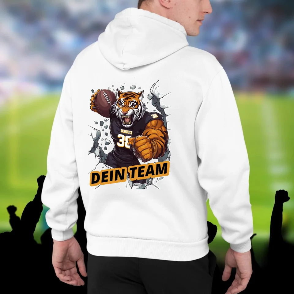 Personalisierbarer NFL / GFL Football Hoodie Bengals Tiger Weiß