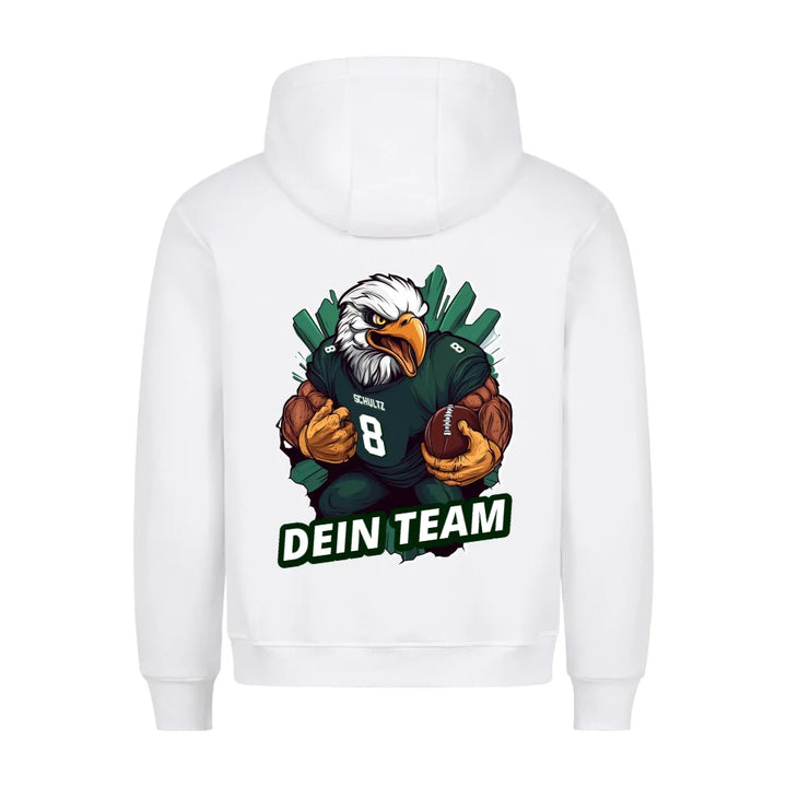 Personalisierbarer Football Hoodie Eagle Adler Weiß