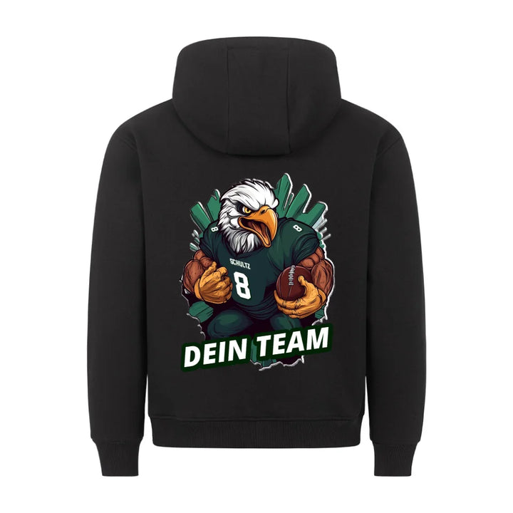 Personalisierbarer Football Hoodie Eagle Adler Schwarz