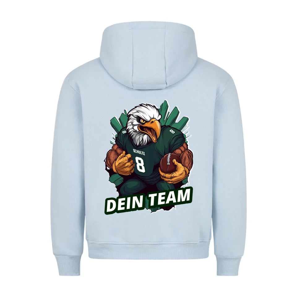 Personalisierbarer Football Hoodie Eagle Adler Hellblau