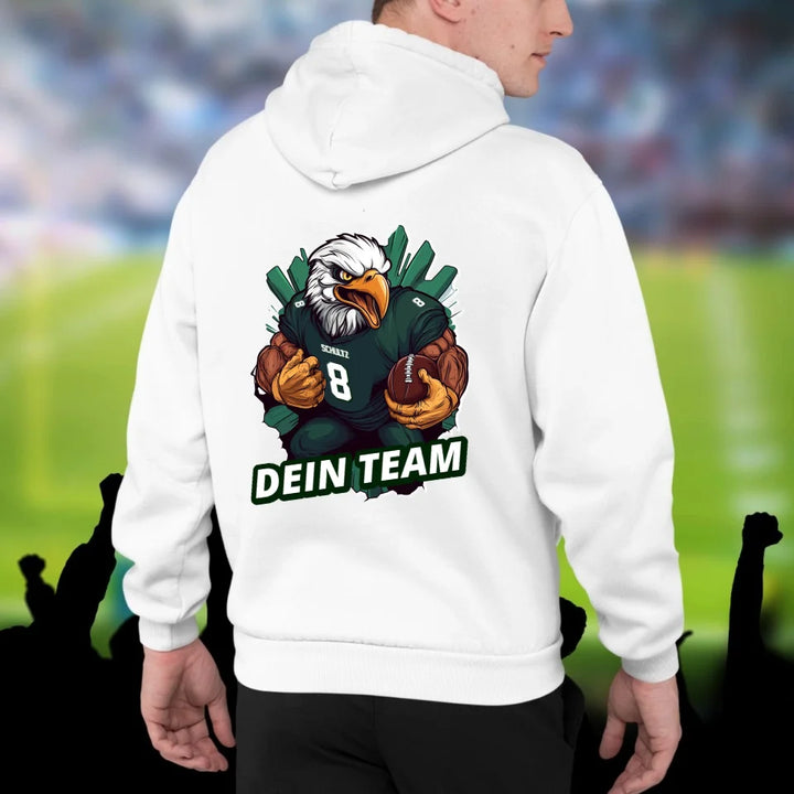 Personalisierbarer Football Hoodie Eagle Adler Weiß