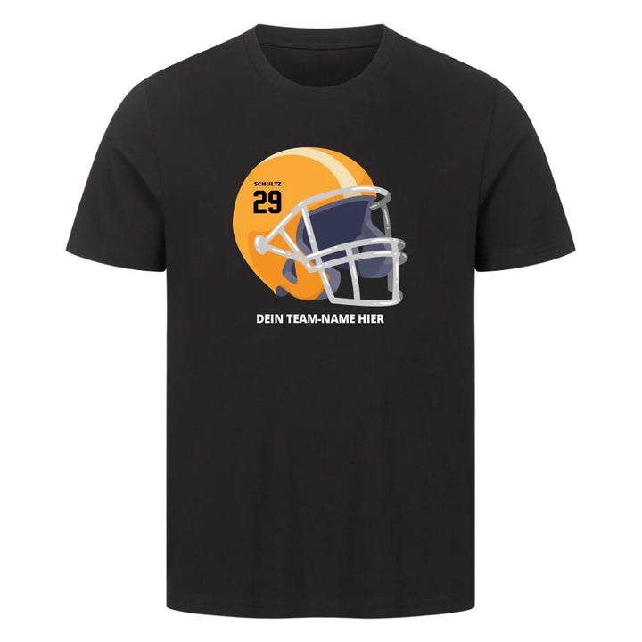 Personalisierbares American Football T-Shirt mit Football Helm für NFL / GFL Fans Schwarz