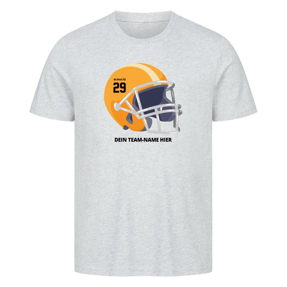 Personalisierbares American Football T-Shirt mit Football Helm für NFL / GFL Fans Grau