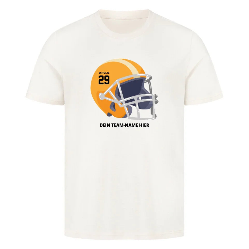 Personalisierbares American Football T-Shirt mit Football Helm für NFL / GFL Fans Beige