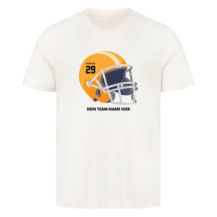 Personalisierbares American Football T-Shirt mit Football Helm für NFL / GFL Fans Beige