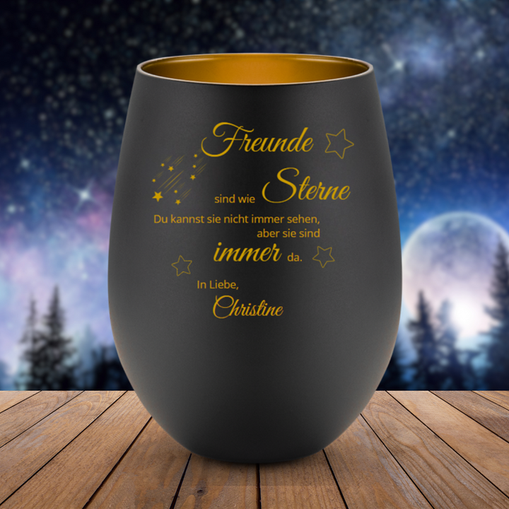 "Freunde sind wie Sterne" - Windlicht (personalisierbar) - cheerwear